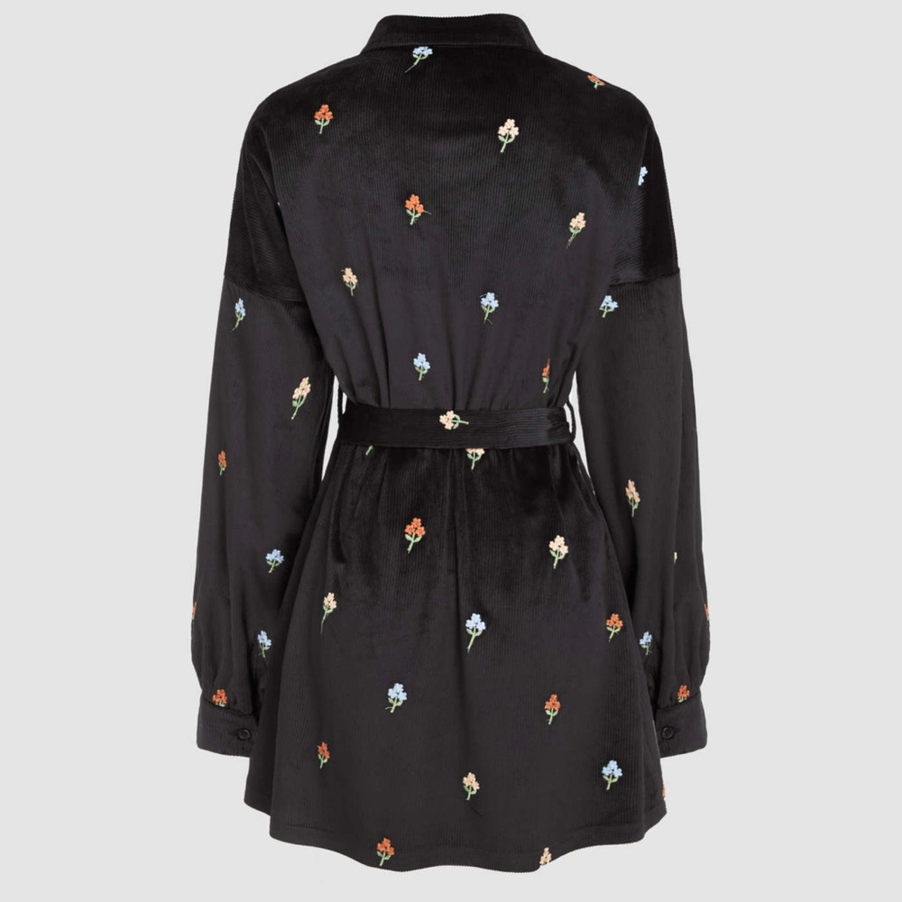 NWT CIDER CORDUROY SHIRT FLORAL EMBROIDERY BELTED MINI DRESS WOMENS SIZE XL